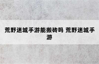 荒野迷城手游能搬砖吗 荒野迷城手游